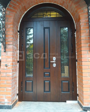 Арочная дверь с армированным стеклом - фото